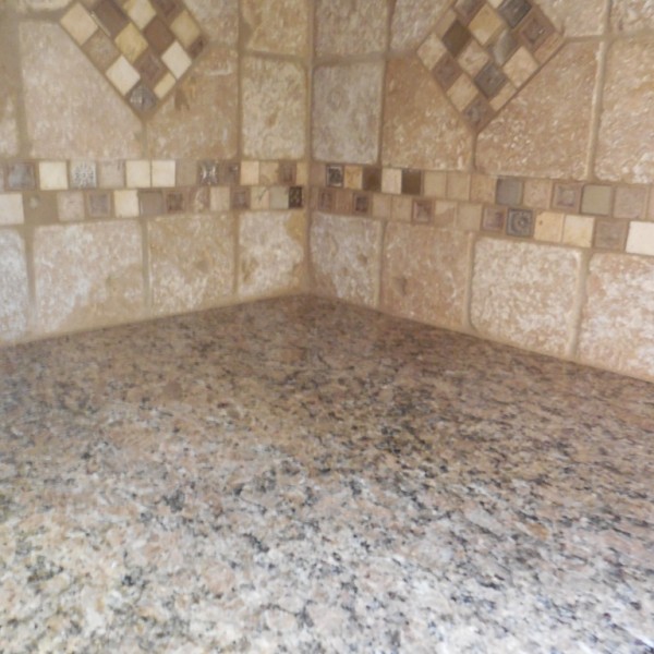 Travertine Tile Backsplash Close-up | Sovereign Construction Services