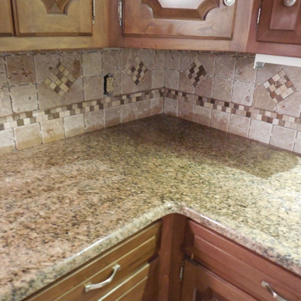 Travertine Tile Backsplash Close-up Collegeville | Sovereign Construction Services