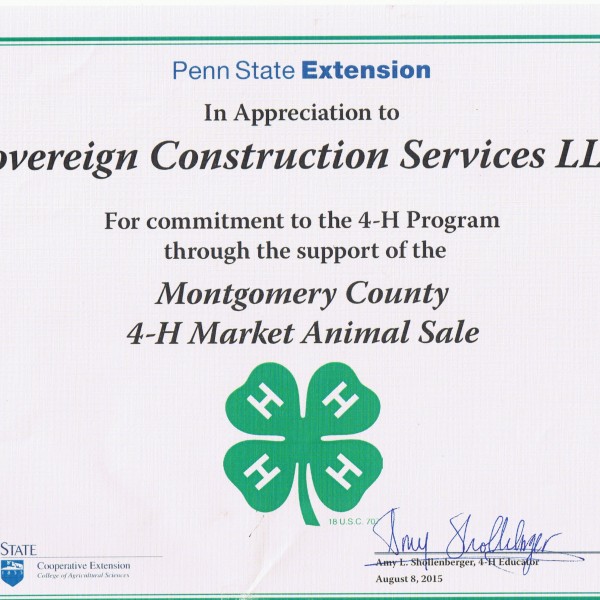 2014 certificate 4-h program supporter