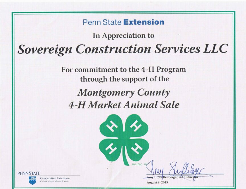 2014 certificate 4-h program supporter